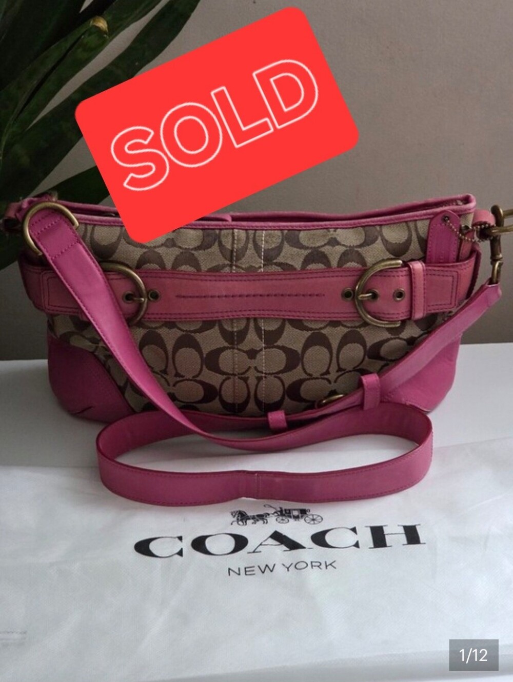 Coach Demi Soho In Pink and Beige Hobo Bag